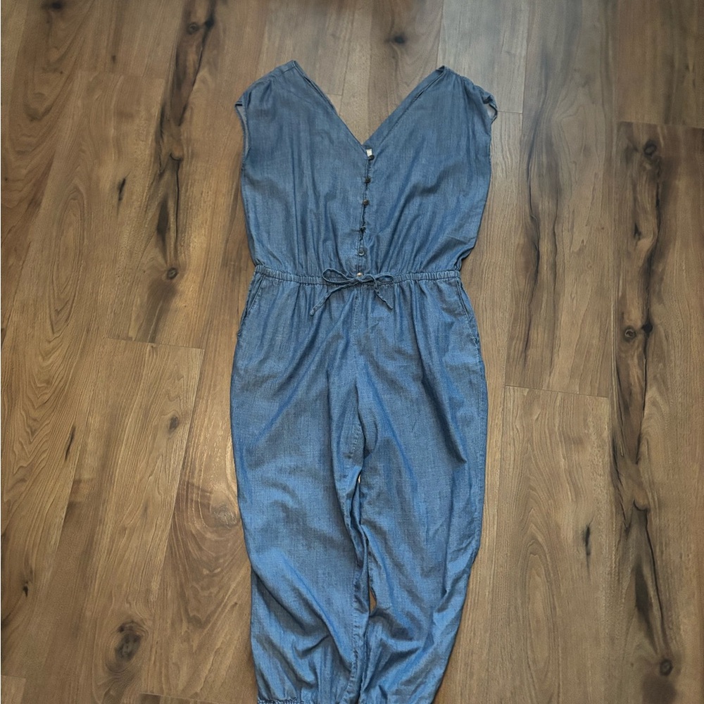 Inked and Faded Denim Blue Jumpsuit